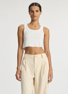 Halsey Cropped Cotton Rib Tank - White by A.L.C | 25 South Boutiques