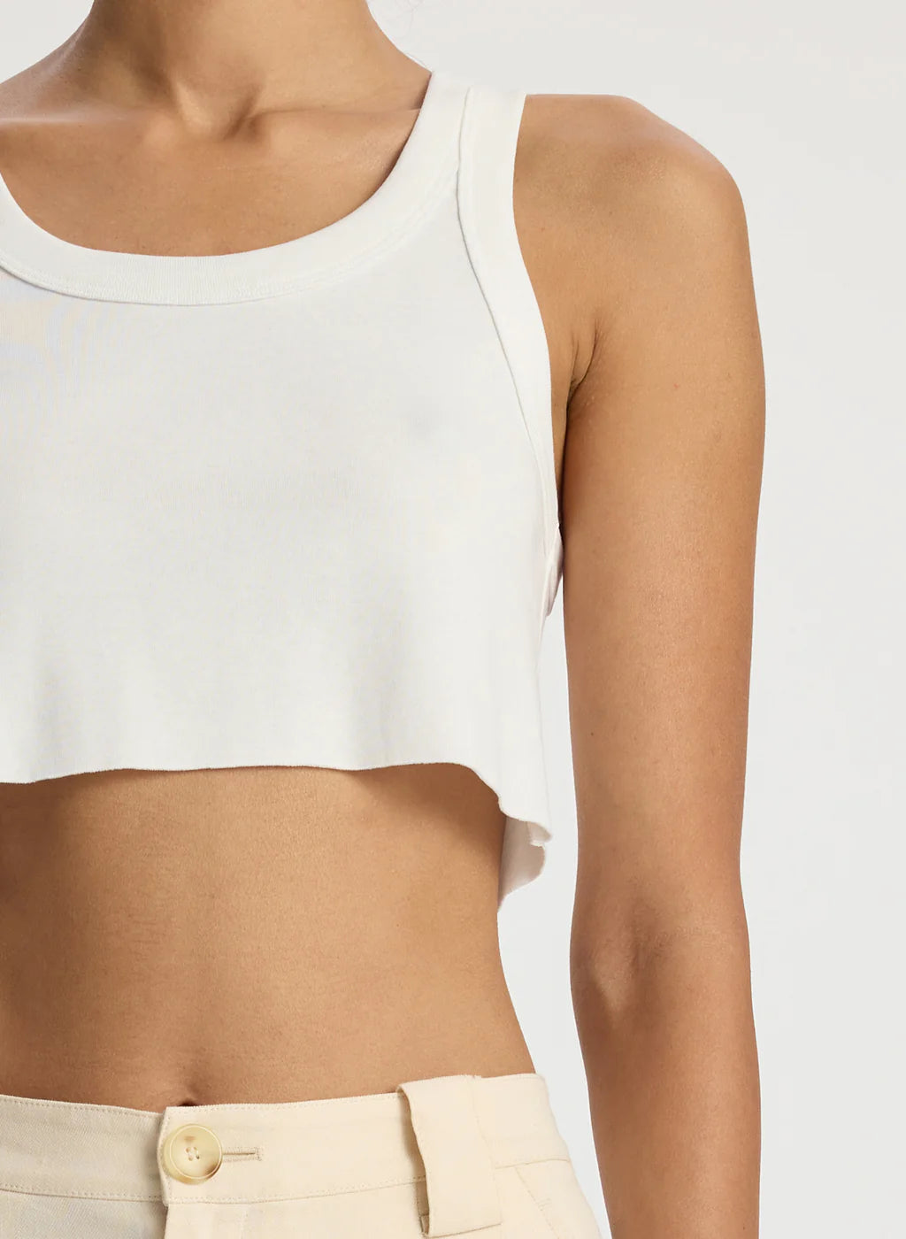 Halsey Cropped Cotton Rib Tank - White by A.L.C — alternate view