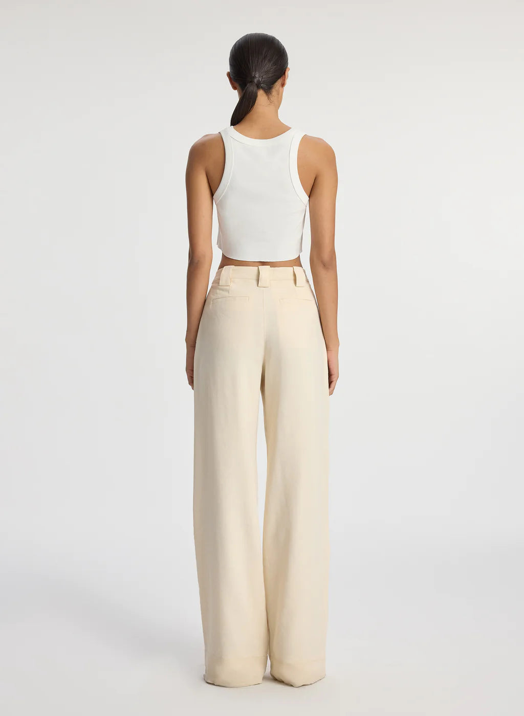 Halsey Cropped Cotton Rib Tank - White by A.L.C — view 4
