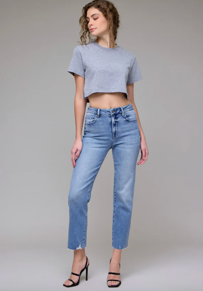 Tracey Clean Stretch Cropped Straight - Medium Wash by Hidden Jeans | 25 South Boutiques