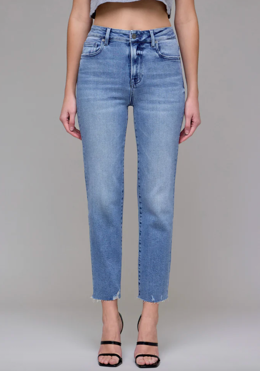 Tracey Clean Stretch Cropped Straight - Medium Wash by Hidden Jeans — alternate view