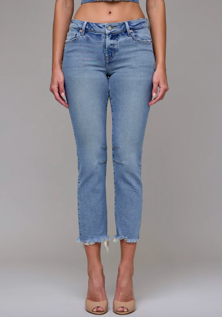 Quinn Low Rise Frayed Hem Cigarette Skinny - Medium Light by Hidden Jeans — alternate view