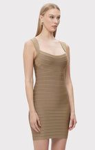 Eliza Dress - Latte by Herve Leger — view 4