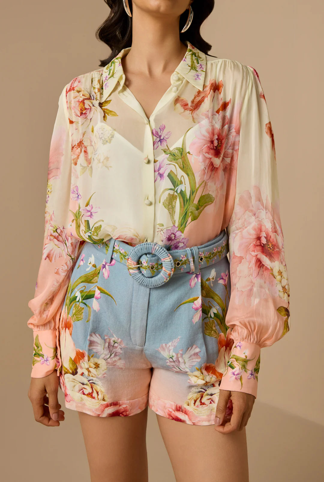 Kavi Long Sleeve Top - Pink Blue by Hemant & Nandita — view 3