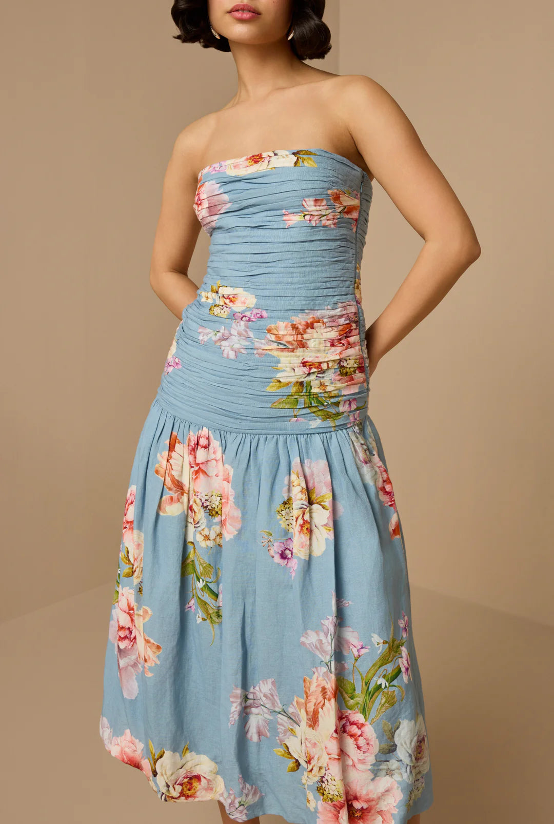 Kavi Midi Dress - Pink Blue by Hemant & Nandita — view 3