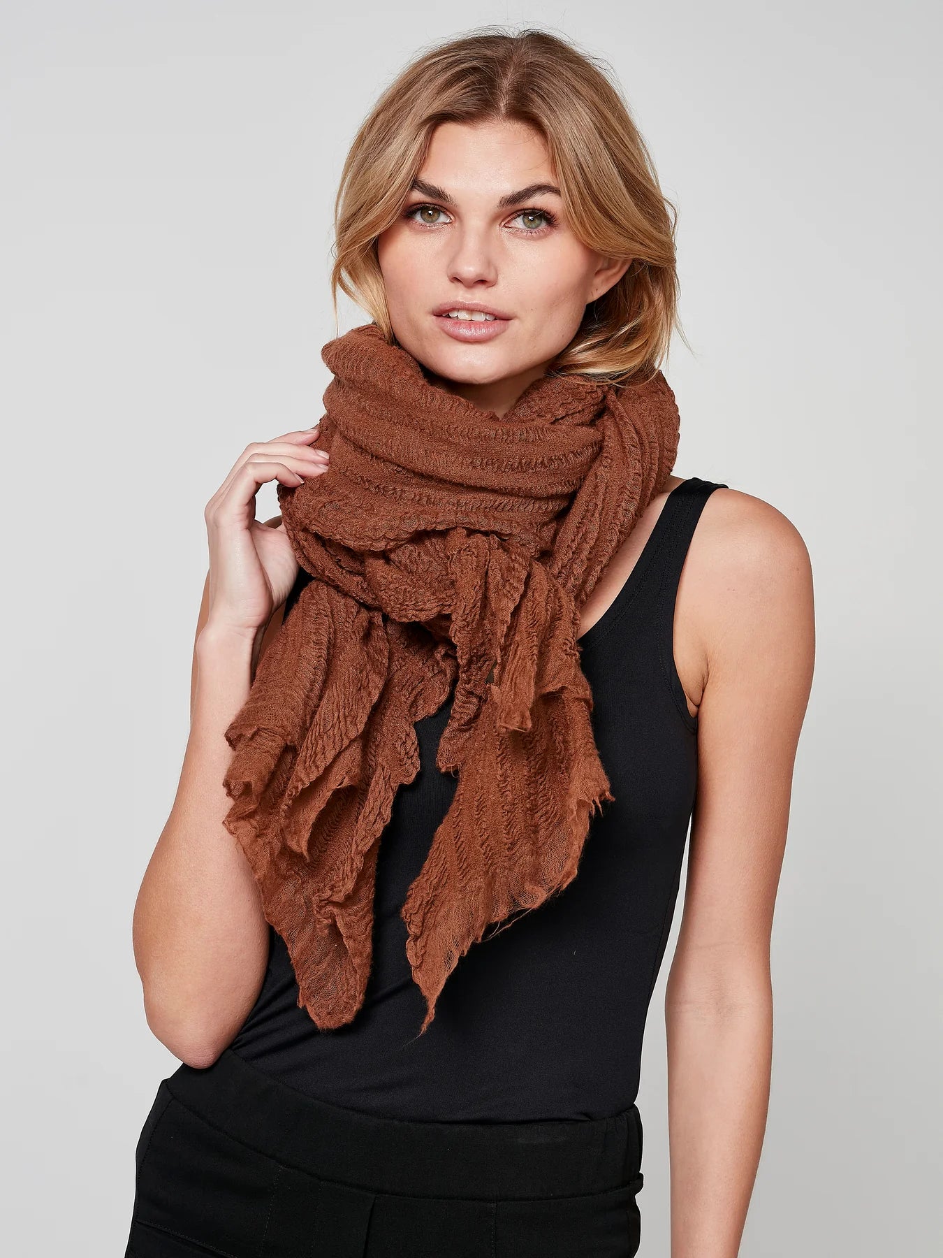 Hope Scarf - Toffee Brown by Nu Denmark — alternate view