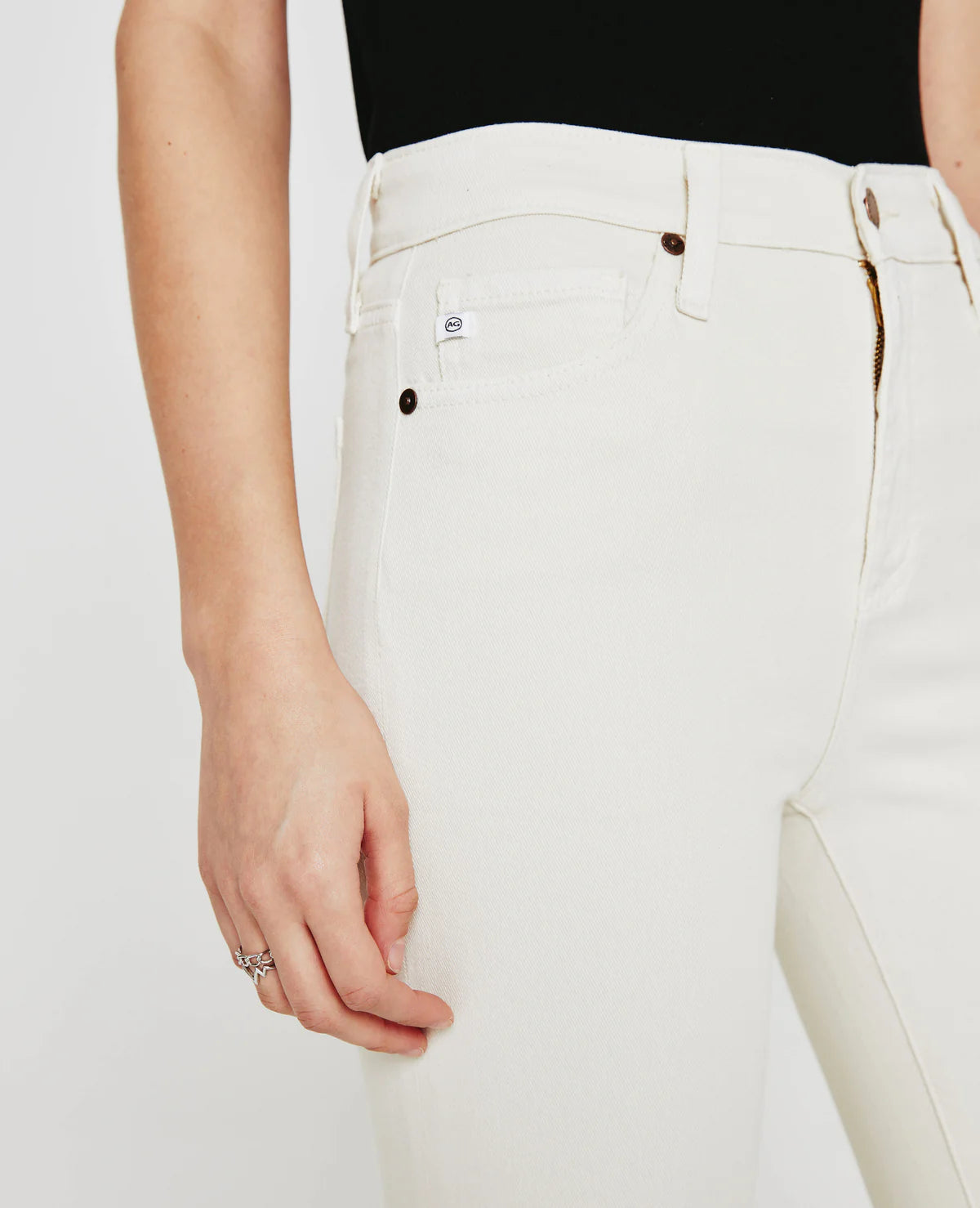 Mari Crop High-Rise Slim Straight Jean - White Cream by Adriano Goldschmied AG — view 4