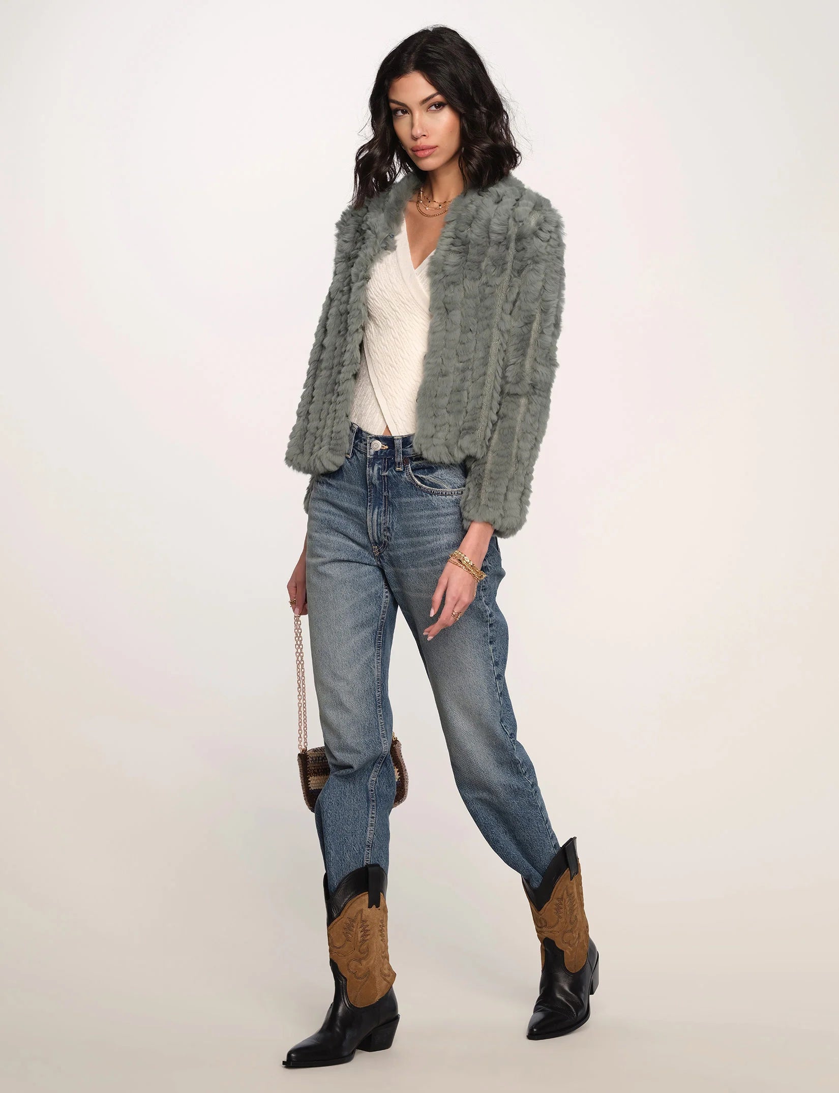Rosa Fur Jacket - Mineral by Heartloom — view 3