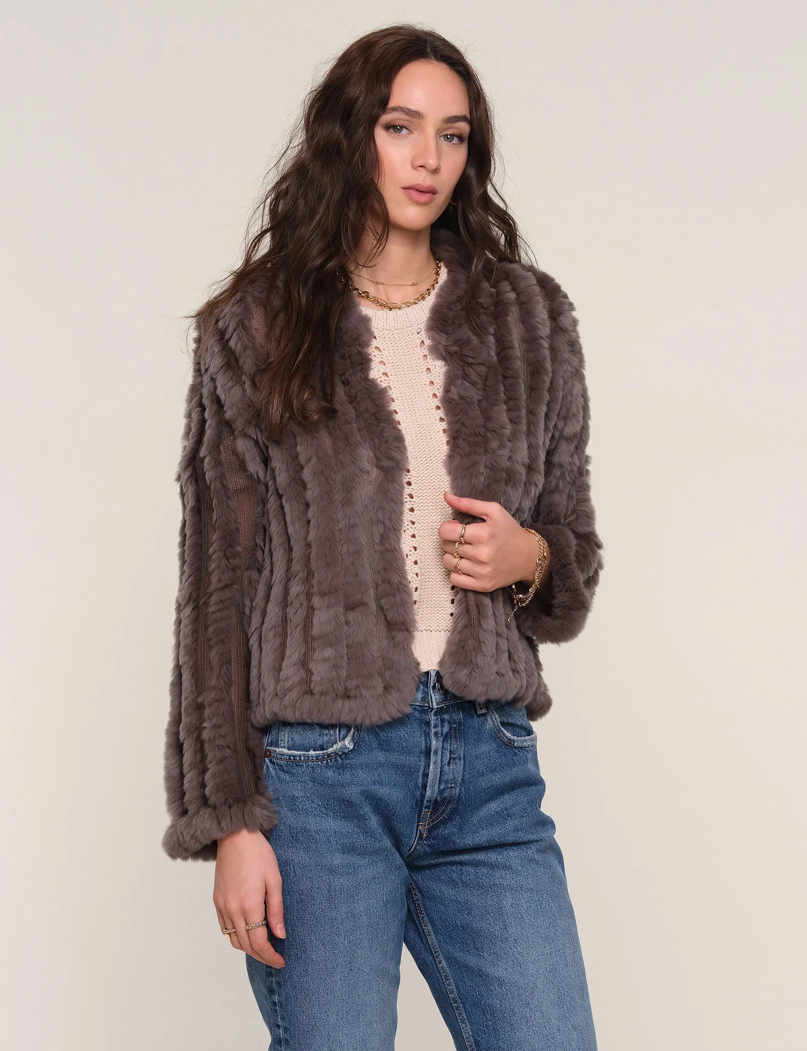 Rosa Fur Jacket - Mushroom by Heartloom | 25 South Boutiques
