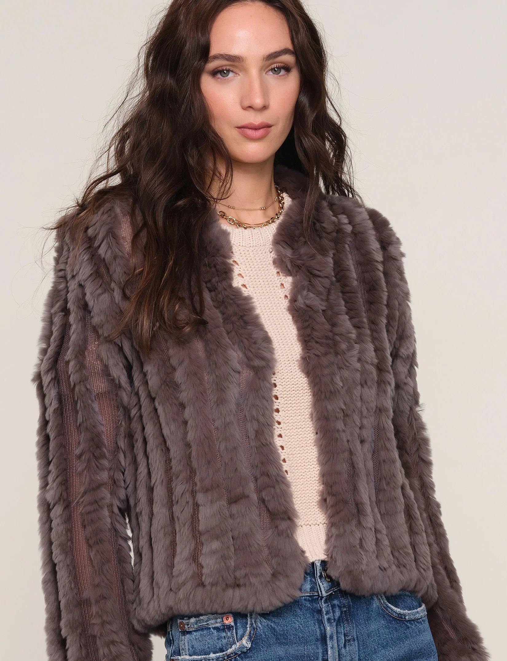 Rosa Fur Jacket - Mushroom by Heartloom — alternate view