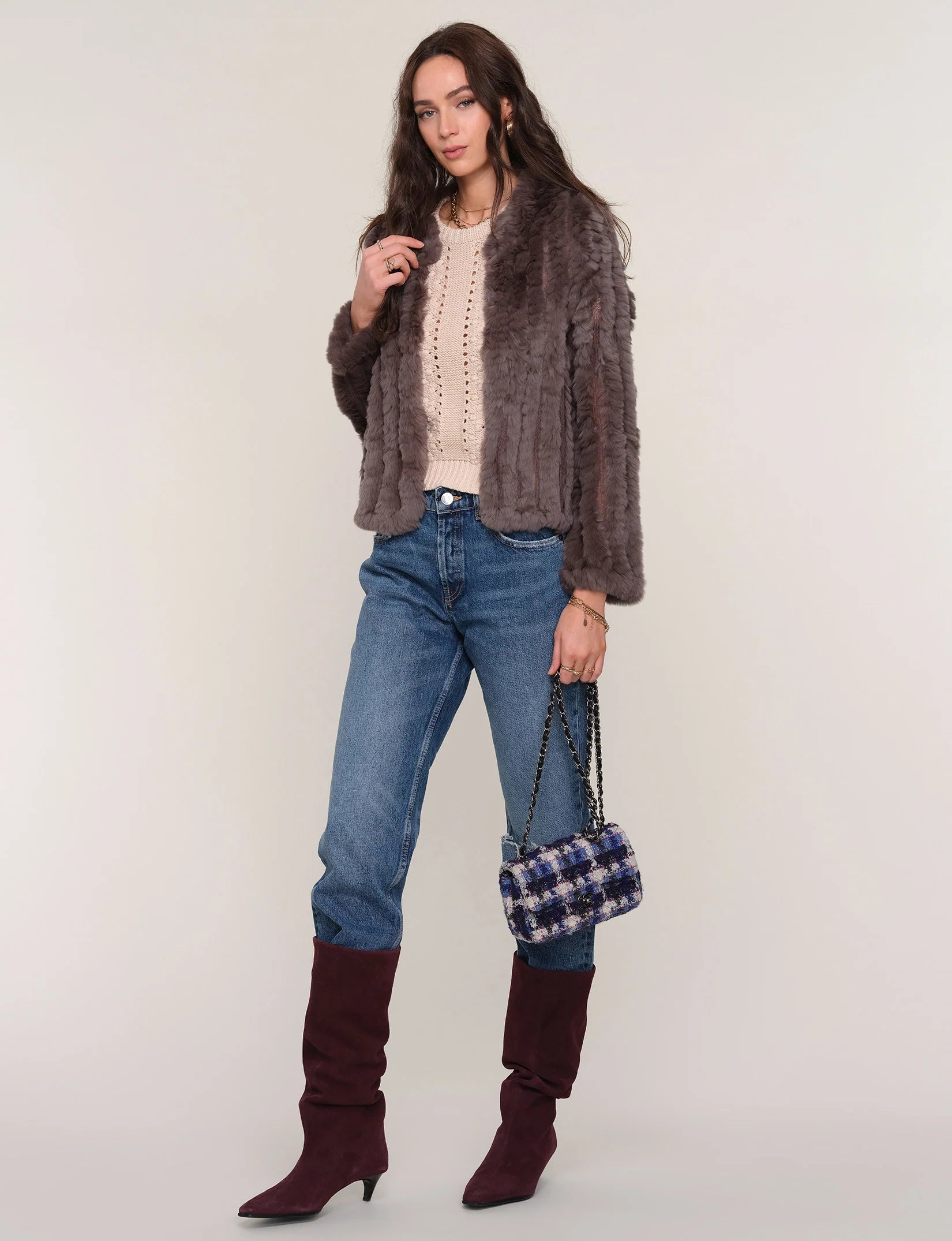 Rosa Fur Jacket - Mushroom by Heartloom — view 3
