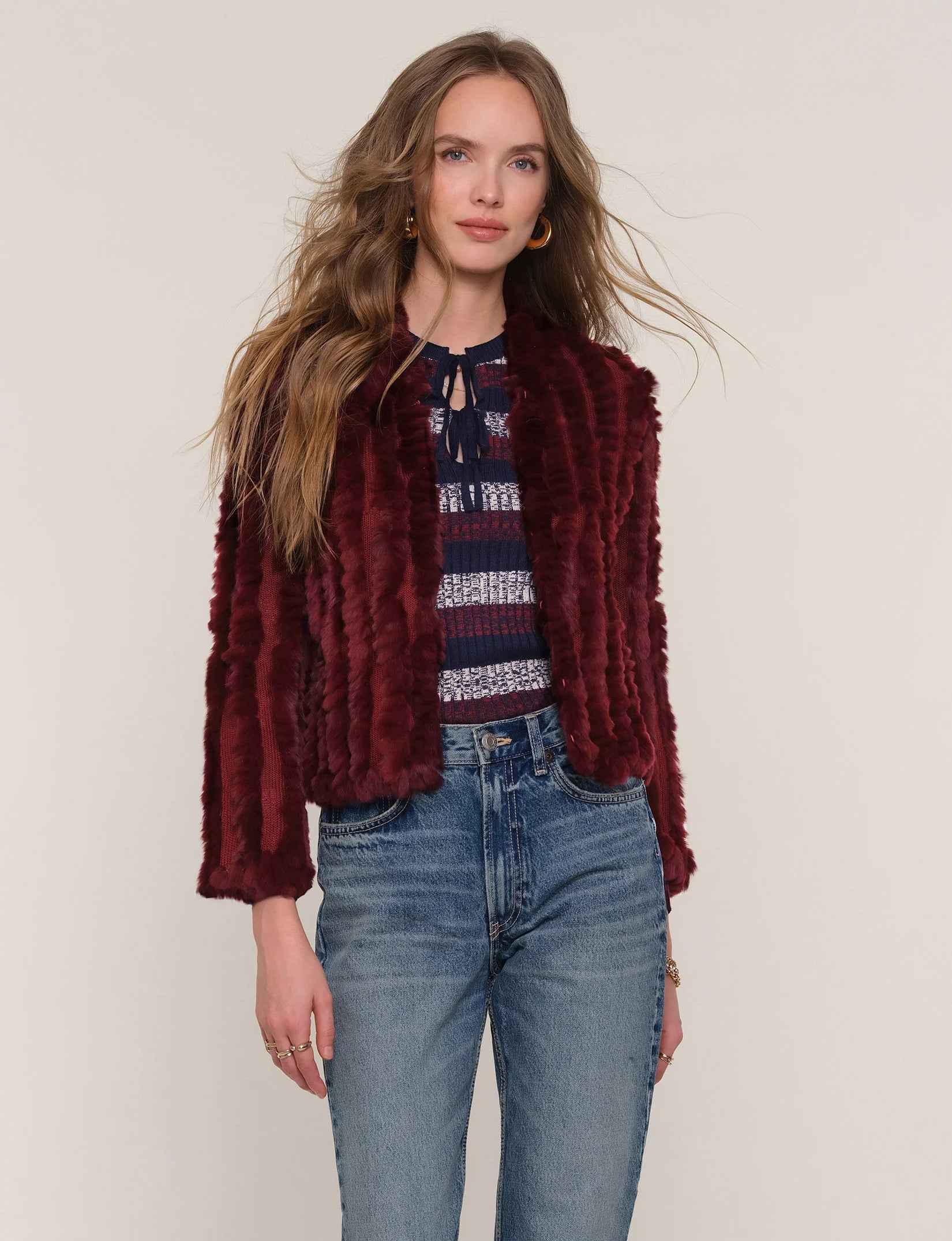 Rosa Fur Jacket - Sangria by Heartloom | 25 South Boutiques