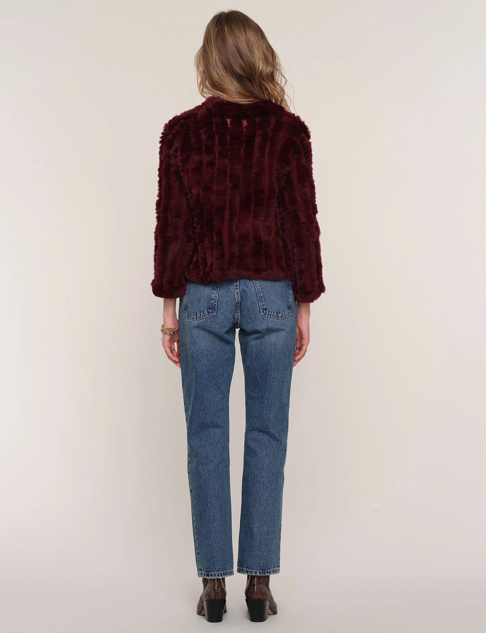 Rosa Fur Jacket - Sangria by Heartloom — view 4