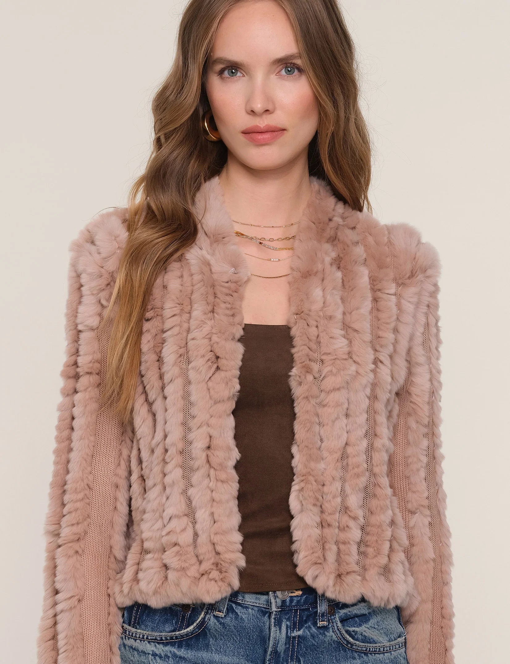 Rosa Fur Jacket - Biscuit by Heartloom — alternate view