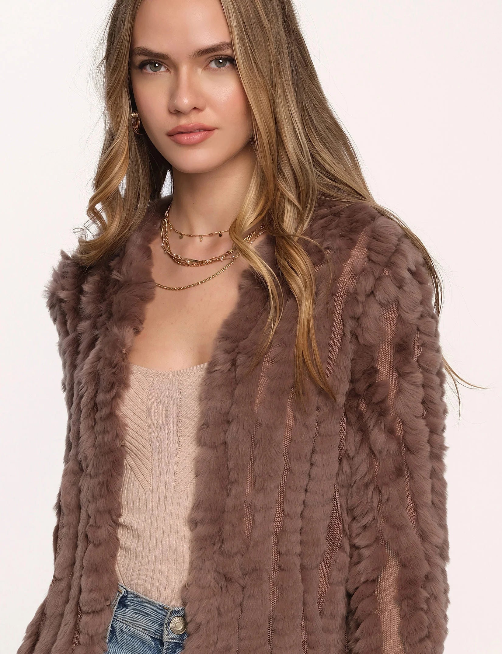 Rosa Fur Jacket - Fawn by Heartloom — alternate view