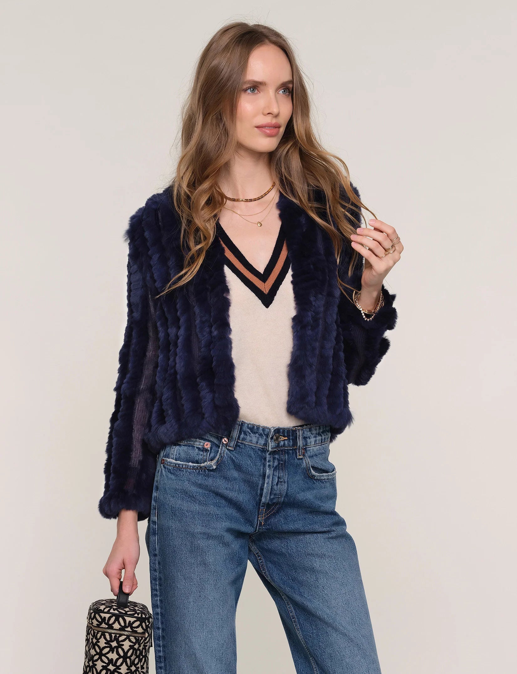 Rosa Fur Jacket - Navy by Heartloom | 25 South Boutiques