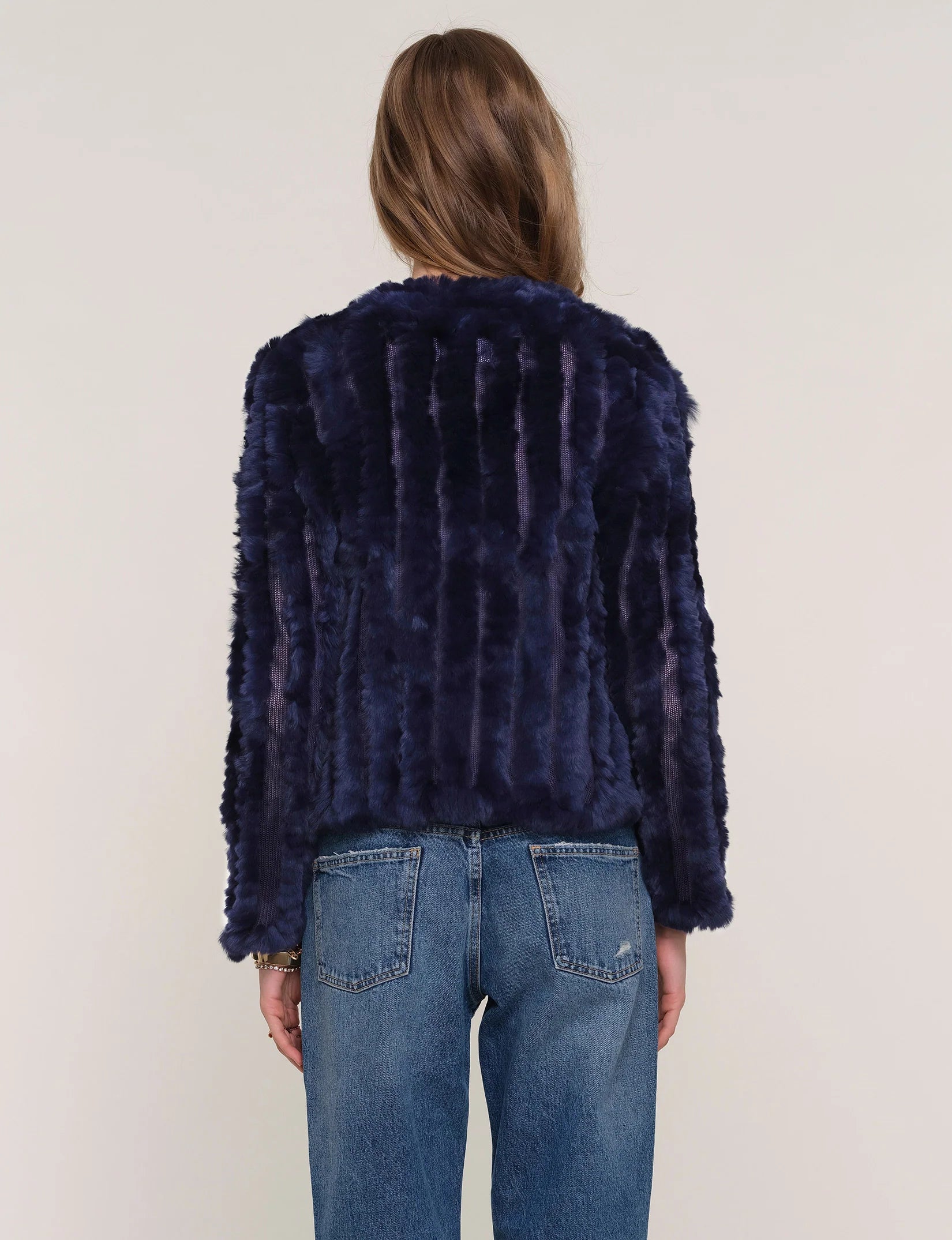 Rosa Fur Jacket - Navy by Heartloom — view 4
