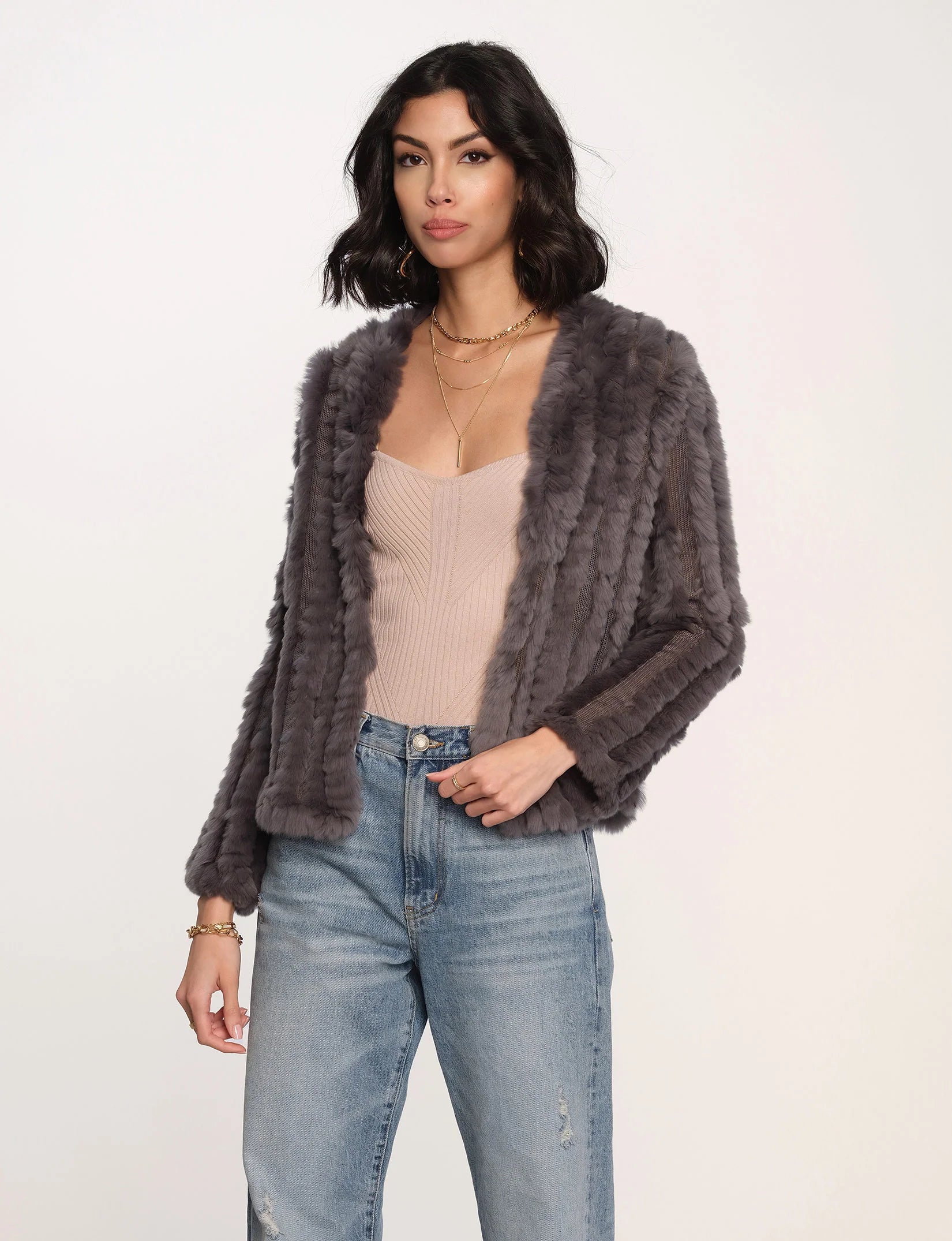 Rosa Fur Jacket - Charcoal by Heartloom | 25 South Boutiques