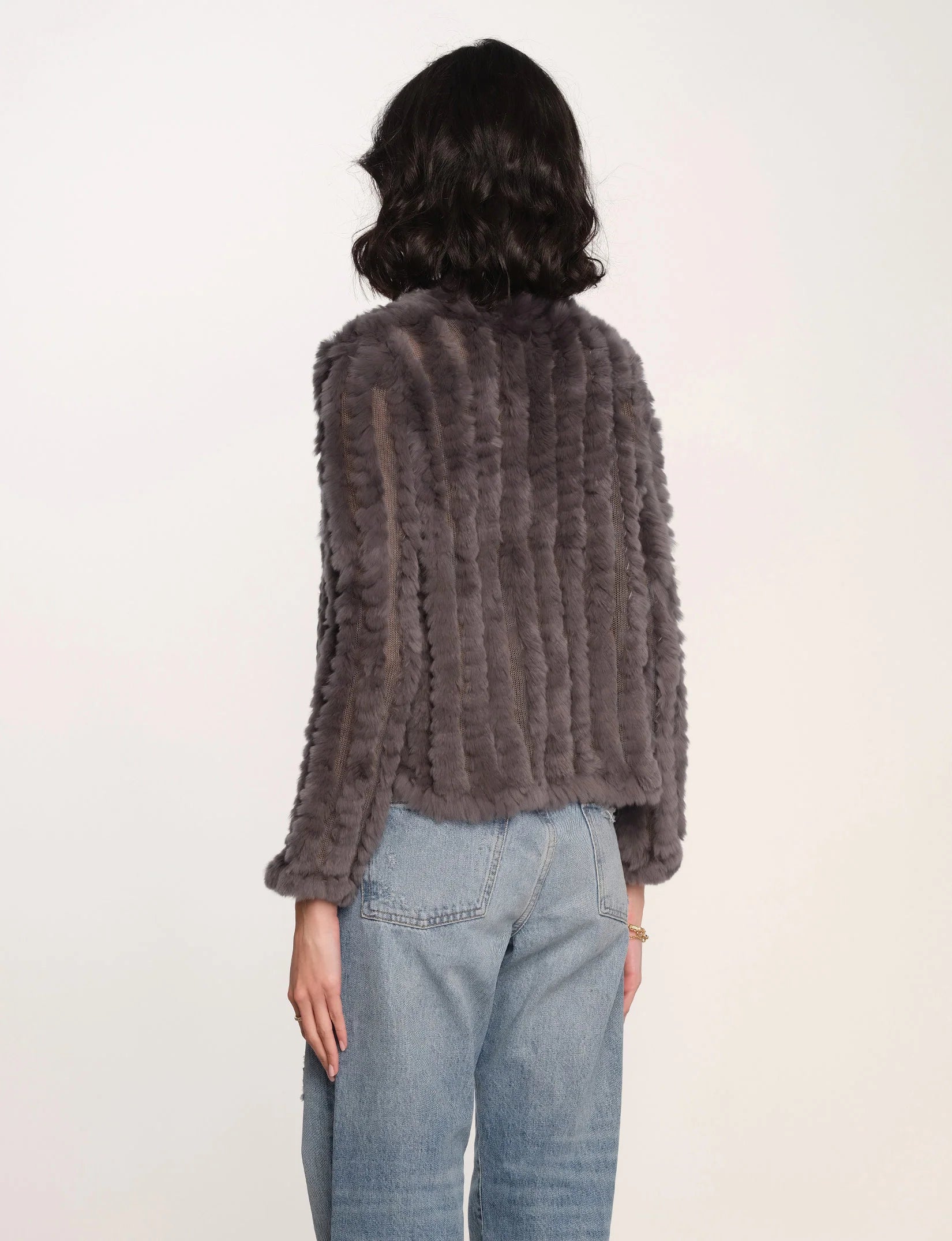 Rosa Fur Jacket - Charcoal by Heartloom — view 3