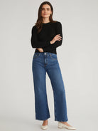 Holly Pointelle Crewneck Pullover - Black by 525 America — view 4