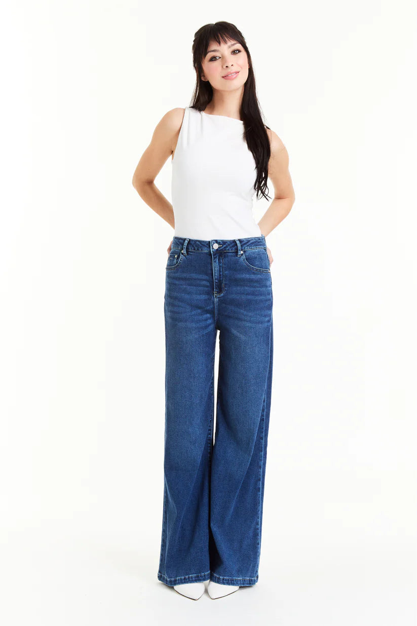 Super Soft Wide Leg - Medium Indigo by Tractr | 25 South Boutiques