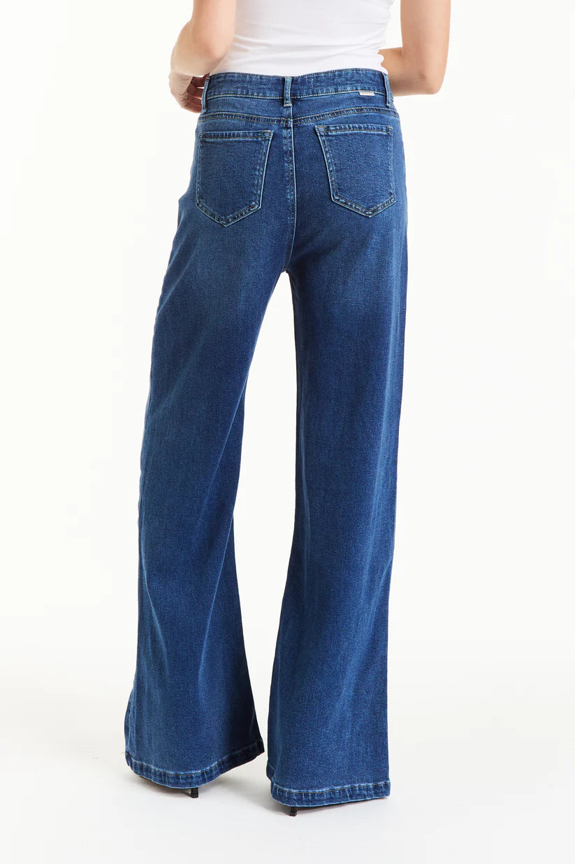 Super Soft Wide Leg - Medium Indigo by Tractr — view 4