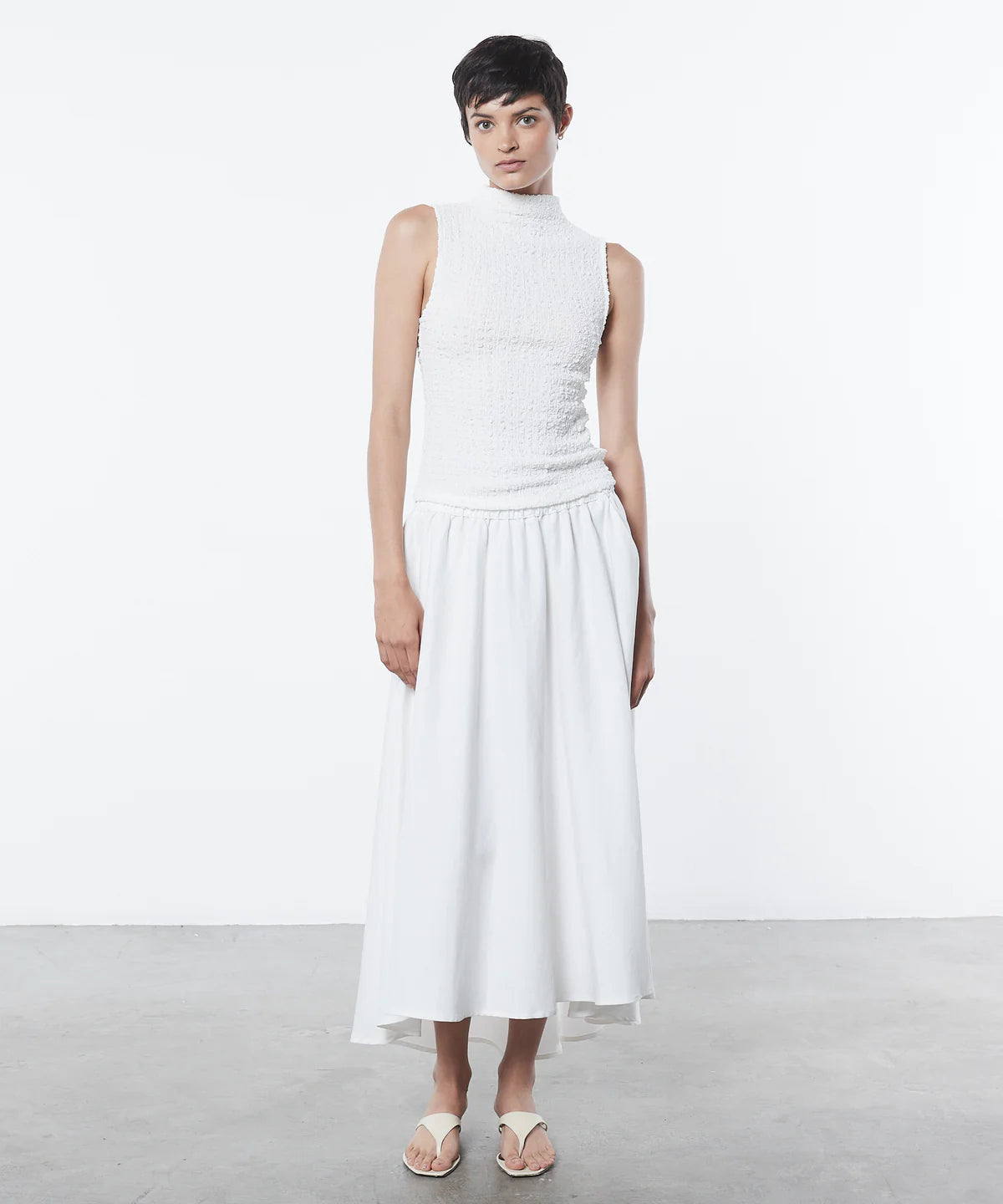 Puckered Sleeveless High Neck - Undyed by Enza Costa — alternate view