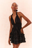 Quintelle Ruffle Halter Mini Dress - Black by LoveShackFancy | 25 South Boutiques