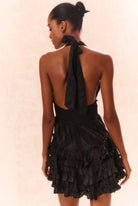 Quintelle Ruffle Halter Mini Dress - Black by LoveShackFancy — alternate view
