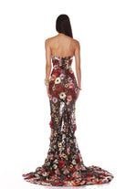 Jasmine Multi Floral Strapless Gown - Black by Bronx And Banco — view 3