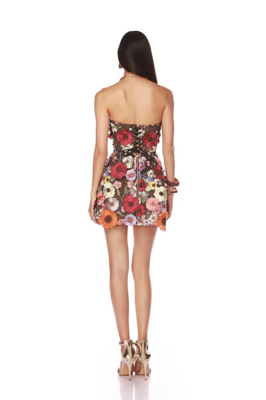 Bouquet Maraya Multi Strapless Mini Dress - Black Multi by Bronx And Banco — view 3