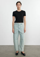 Supima Cotton Cropped Perfect Short Sleeve Tee - Black by Enza Costa — alternate view