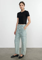 Supima Cotton Cropped Perfect Short Sleeve Tee - Black by Enza Costa — view 3