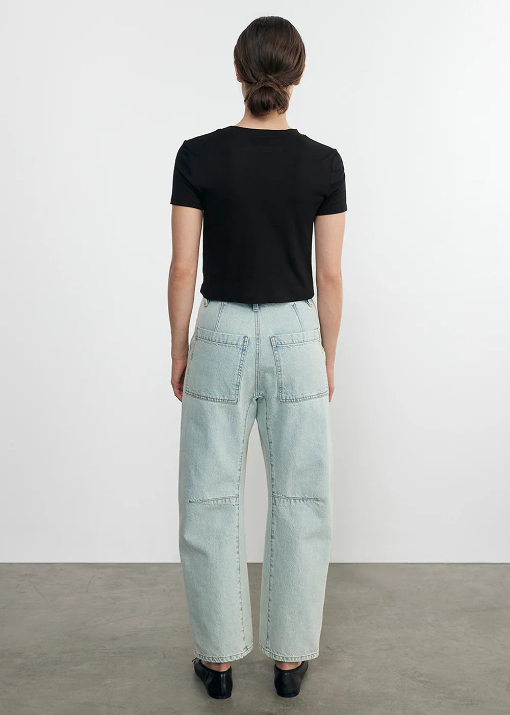 Supima Cotton Cropped Perfect Short Sleeve Tee - Black by Enza Costa — view 4