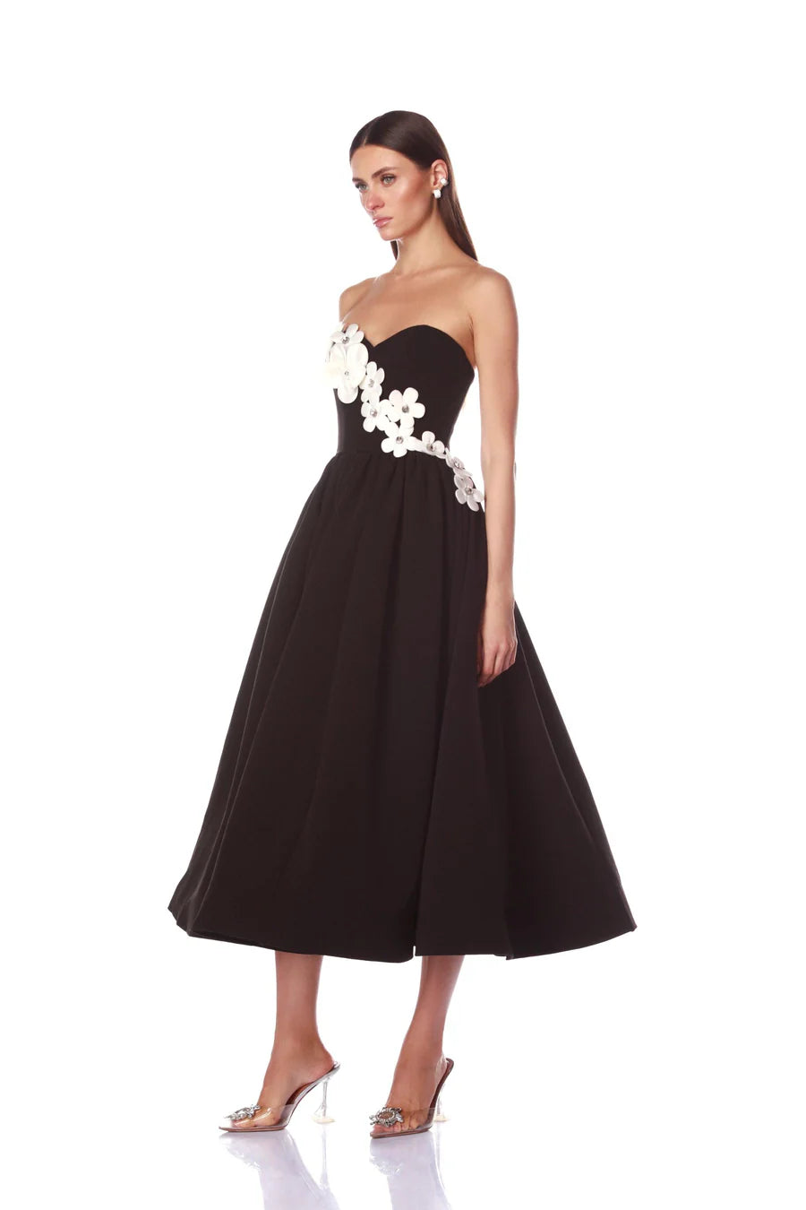 Inara Midi Dress - Black White by Bronx And Banco — view 3