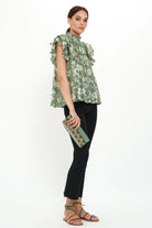 Pintuck Ruffle Top - Ivy Olive by Oliphant — view 3