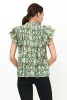 Pintuck Ruffle Top - Ivy Olive by Oliphant — alternate view