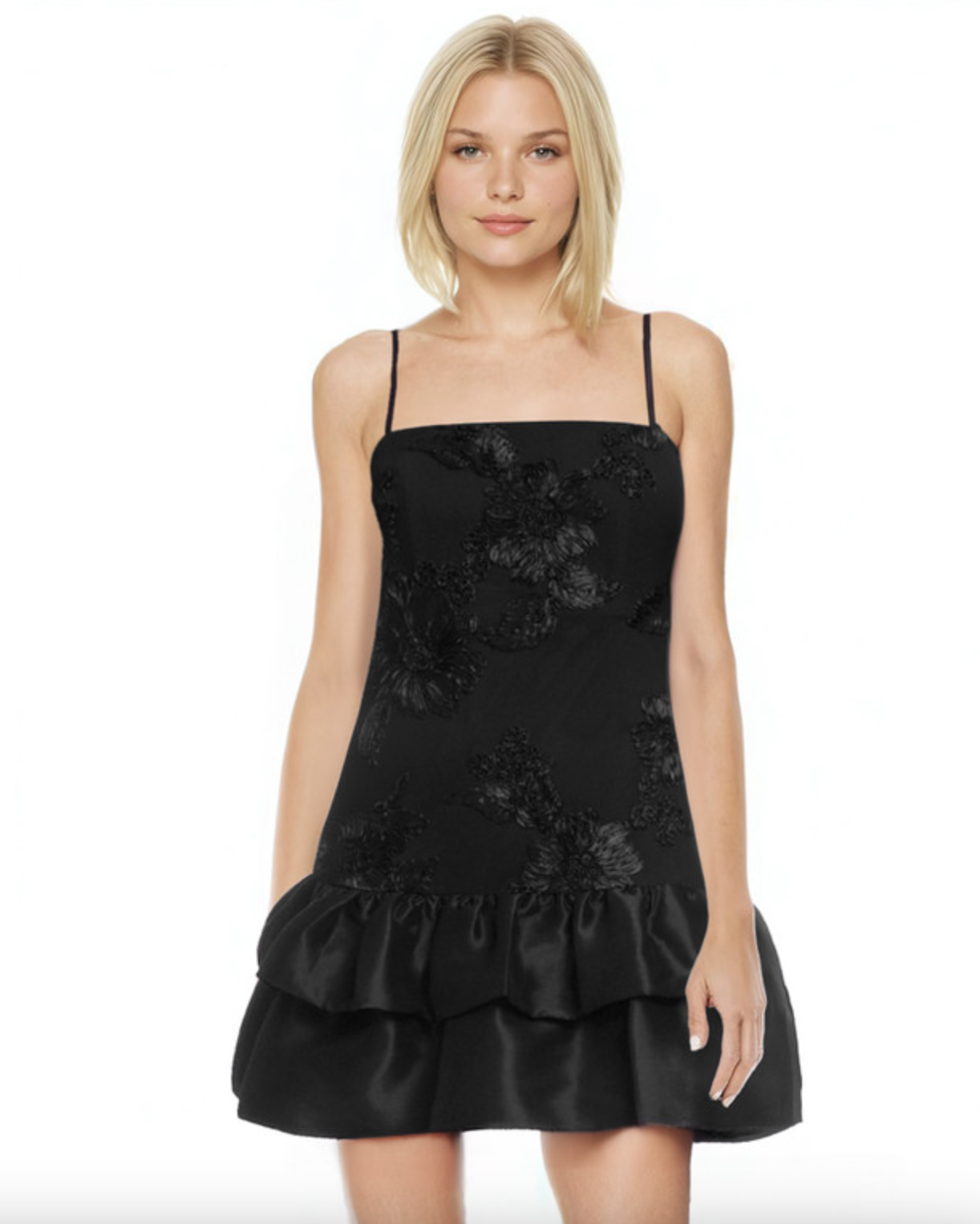 Bridget Fitted Mesh Mini Dress - Black by Badgley Mischka — alternate view