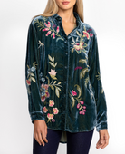Julianna Oversized Velvet Shirt - Peacock by Johnny Was | 25 South Boutiques