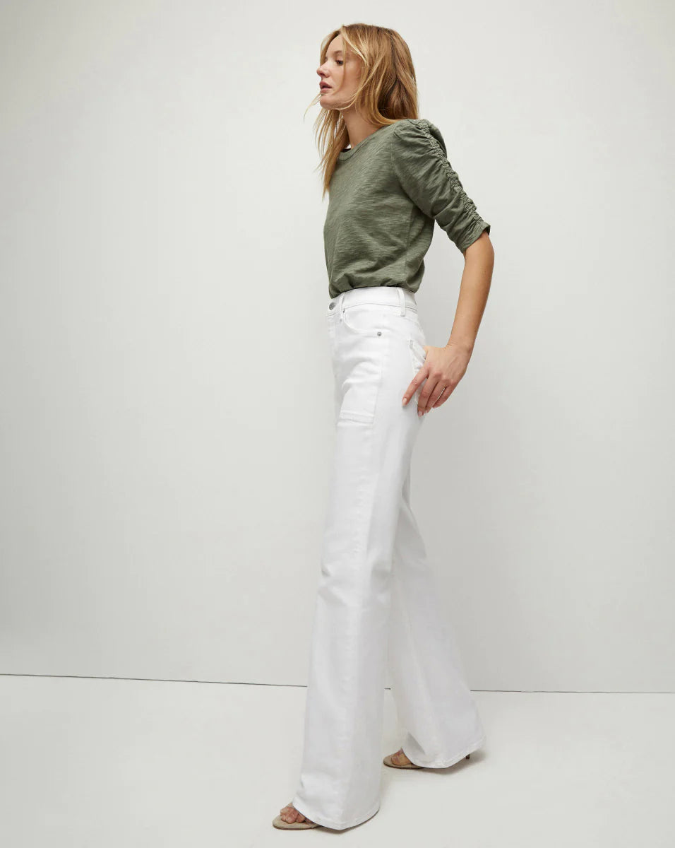 Crosbie Wid Leg Pant - White by Veronica Beard — view 3