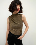 Mylie Sleeveless Top - Antique Gold Lurex by Veronica Beard — alternate view