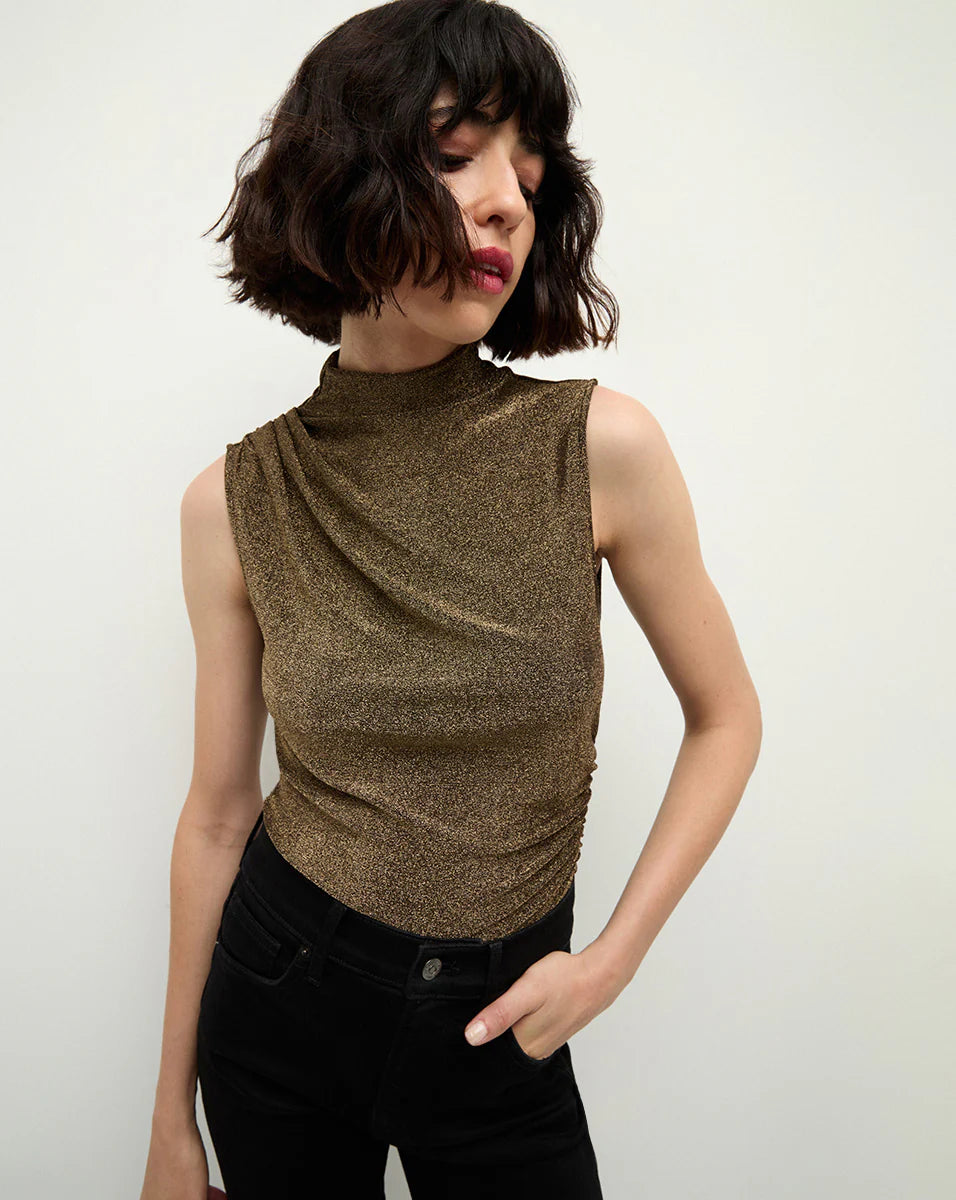 Mylie Sleeveless Top - Antique Gold Lurex by Veronica Beard — alternate view