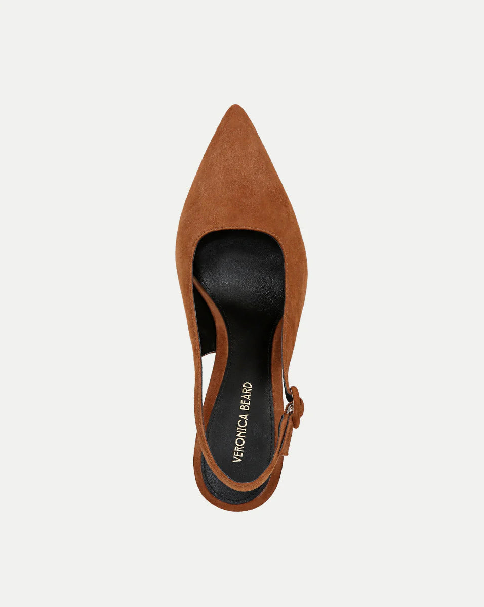 Callie Suede Slingback Pump - Caramel by Veronica Beard — view 3