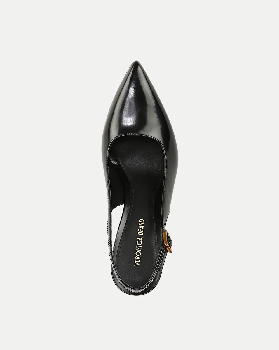 Callie Leather Slingback Pump - Black by Veronica Beard — view 3