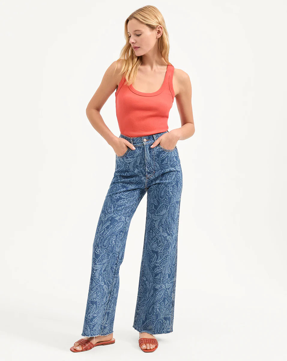 Taylor Paisley Printed Wide-Leg Jean - Atlantic Paisley by Veronica Beard | 25 South Boutiques
