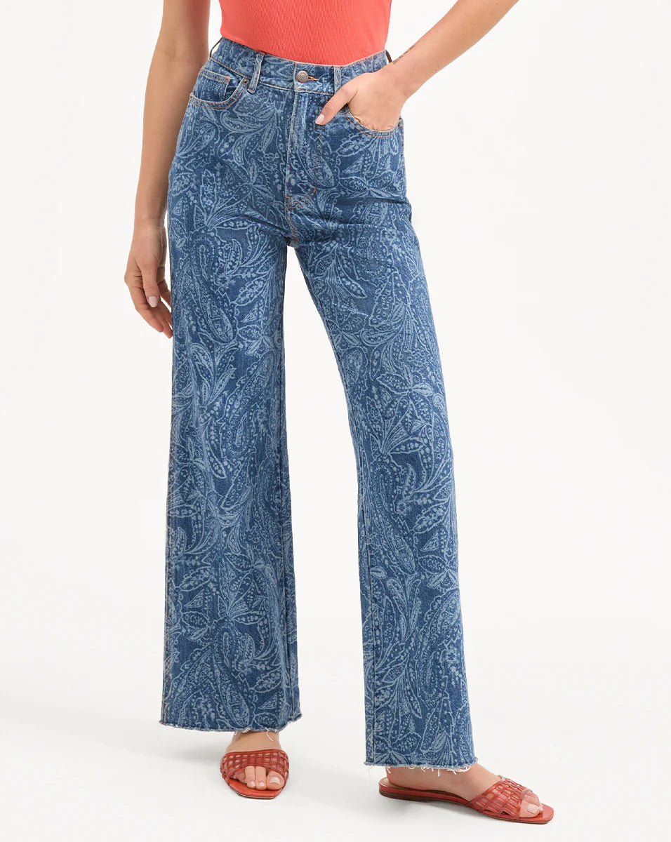 Taylor Paisley Printed Wide-Leg Jean - Atlantic Paisley by Veronica Beard — alternate view