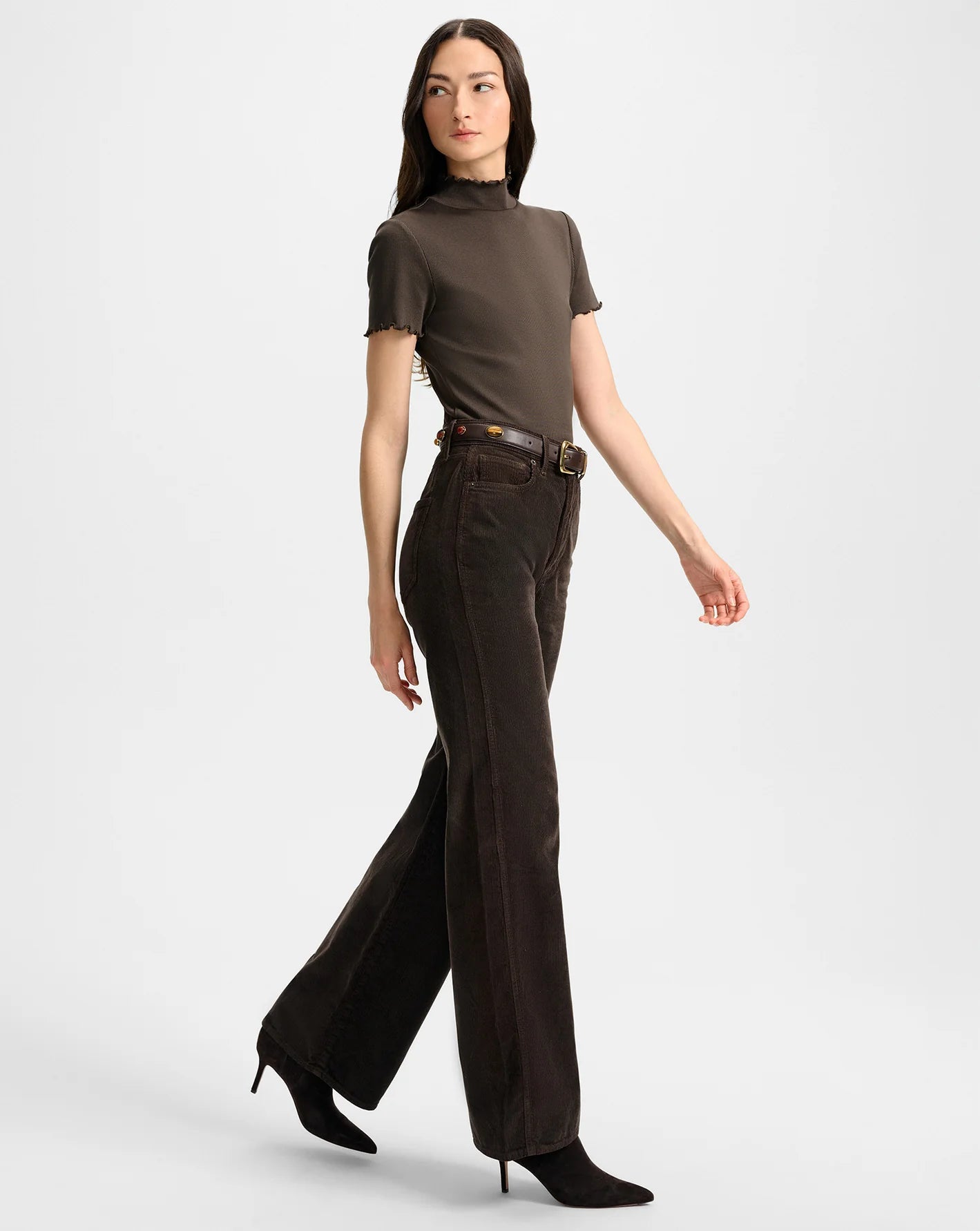 Taylor Corduroy Wide-Leg Pant - Dark Umber by Veronica Beard | 25 South Boutiques