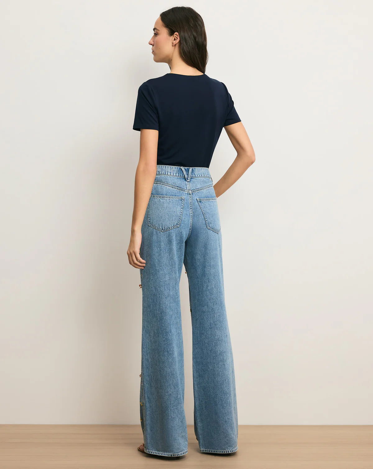 Kasey Embellished Wide-Leg Jean - Silver Dust by Veronica Beard — view 4