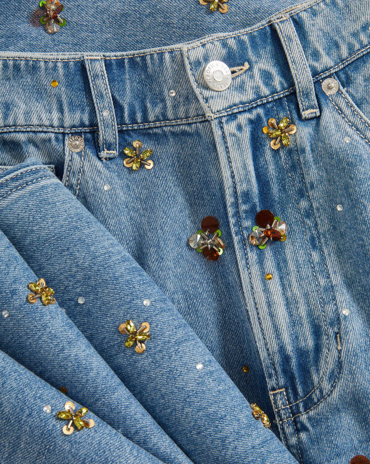 Kasey Embellished Wide-Leg Jean - Silver Dust by Veronica Beard — view 6