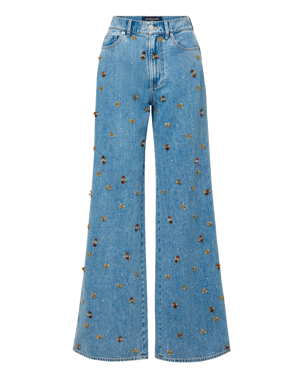 Kasey Embellished Wide-Leg Jean - Silver Dust by Veronica Beard — view 7
